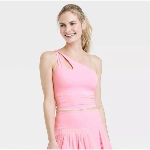 All in Motion Pink Light Support One Shoulder Sports Bra Size XL New - Picture 1 of 4
